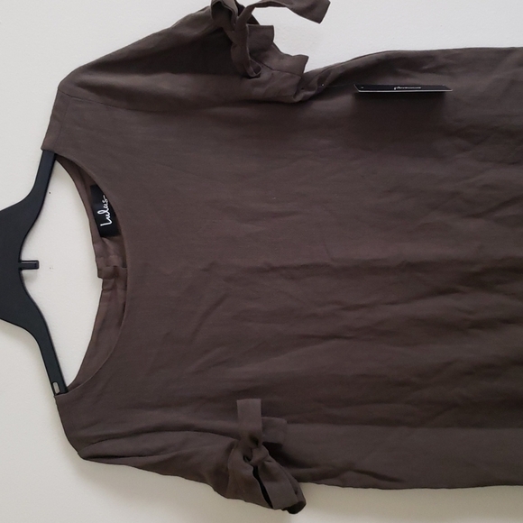 Lulu's linen button back shift dress in olive green. Sz Medium - Picture 2 of 12